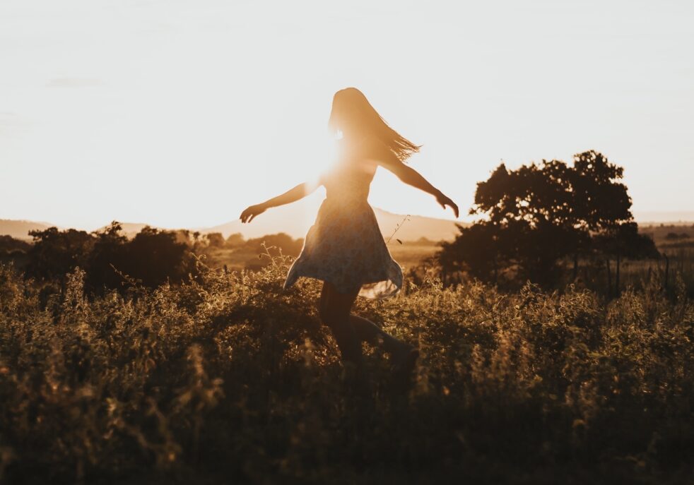 a woman enjoying quiet and centering time